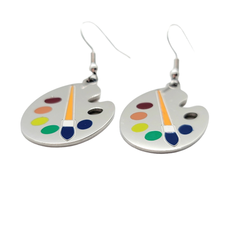 EARRINGS SILVER WITH PAINTING PALETTE3